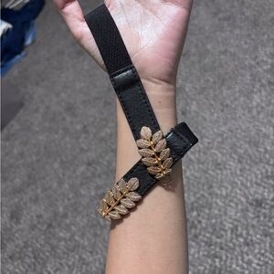 Elegant Black and Gold Leaf belt